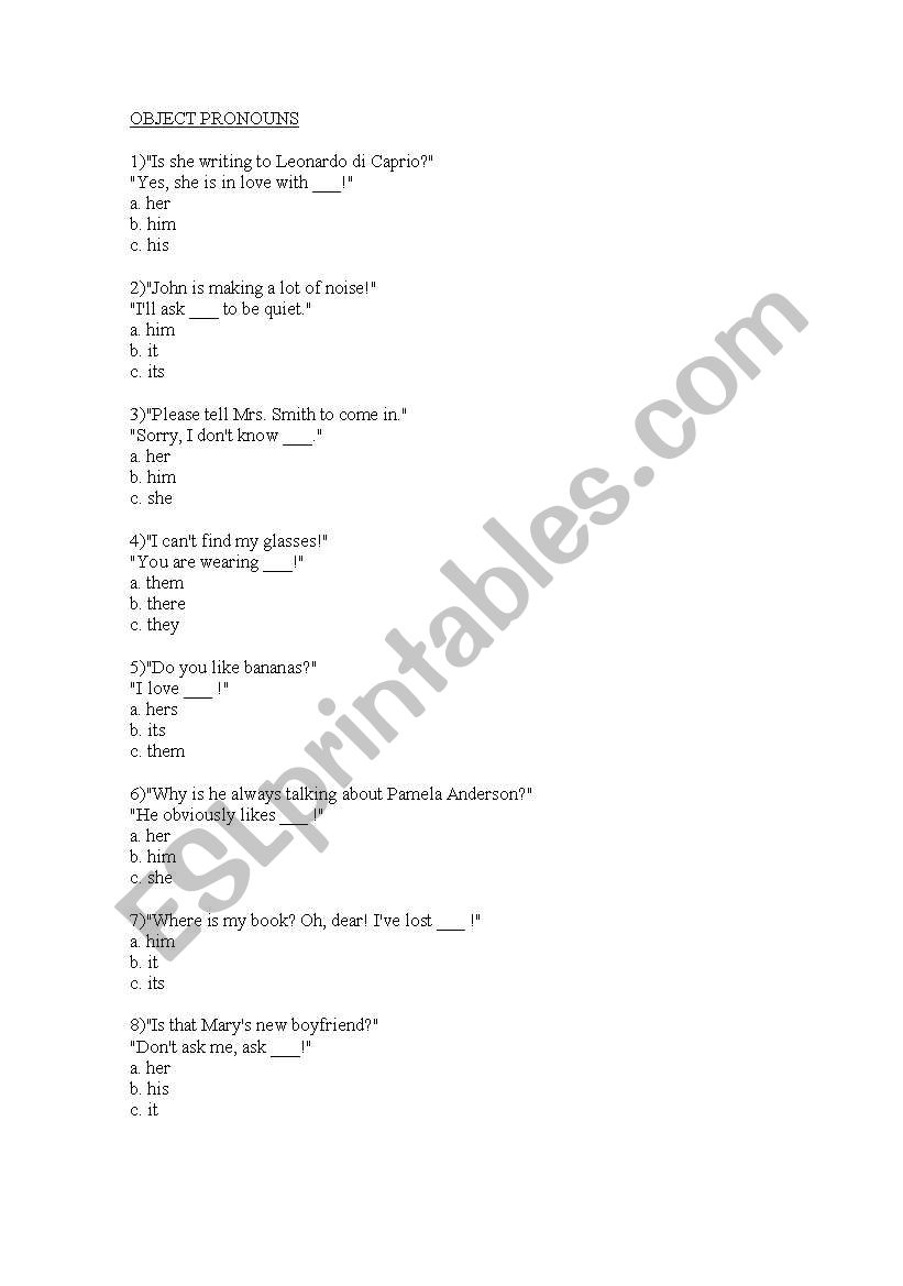 Object Pronouns worksheet