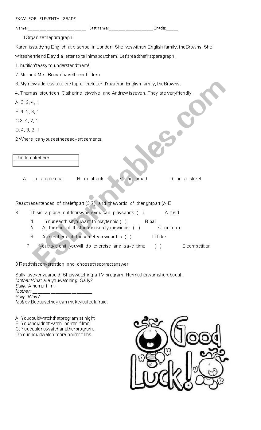 ESL   EXERCISES worksheet