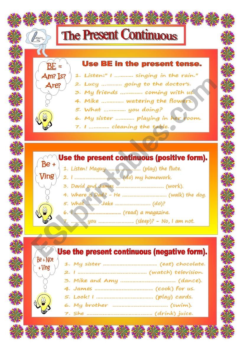 The Present Continuous worksheet