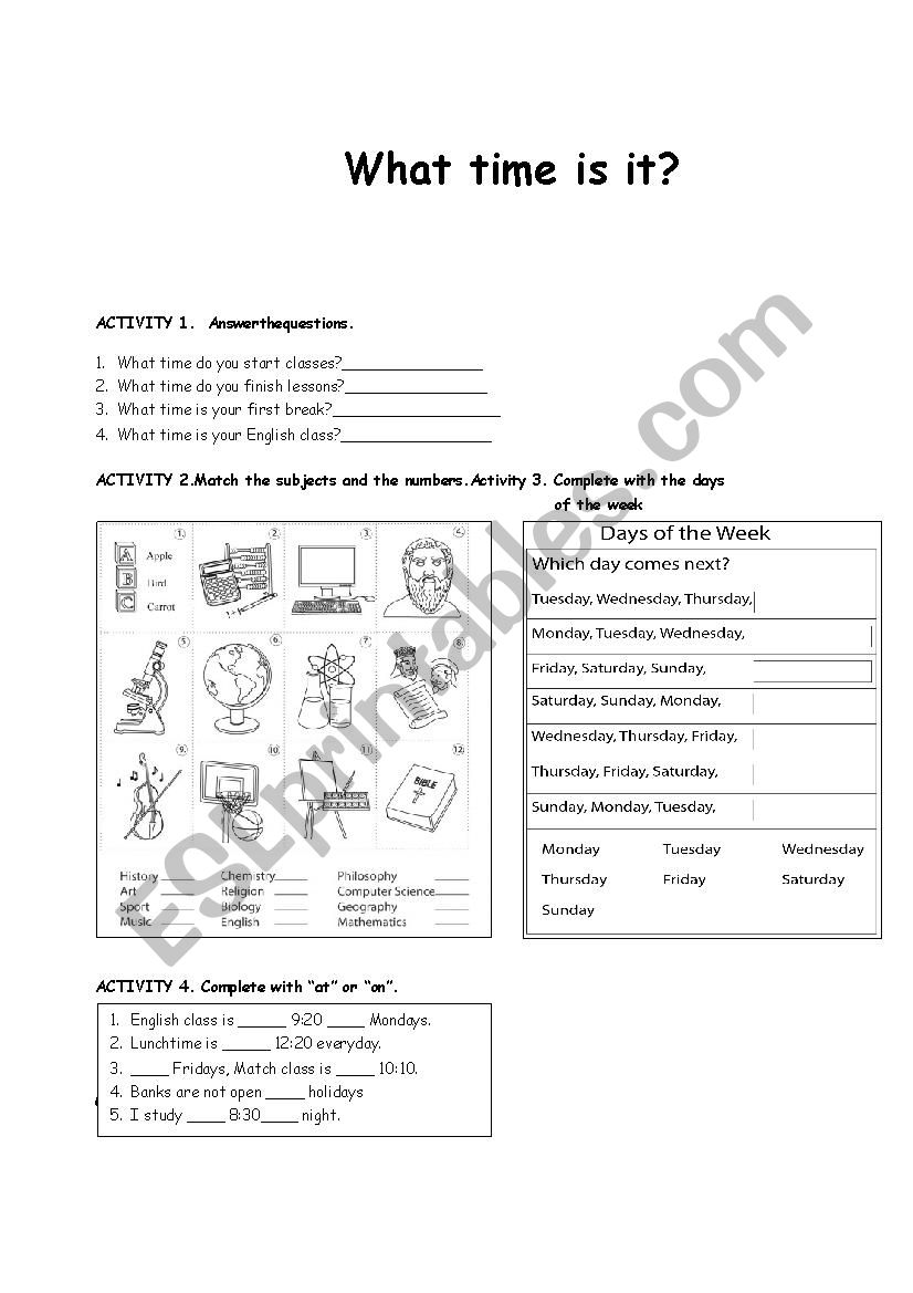 What time is it? worksheet