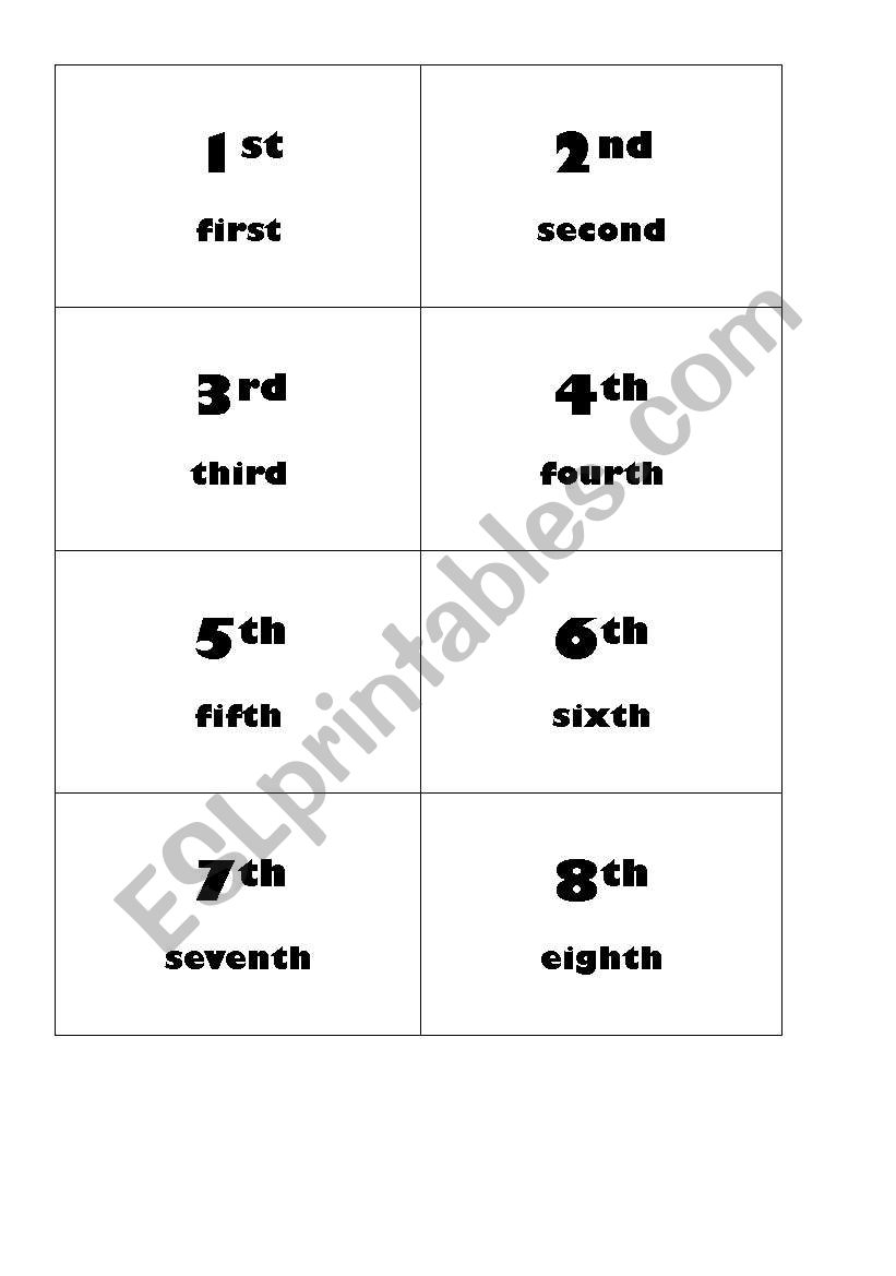 Ordinals worksheet