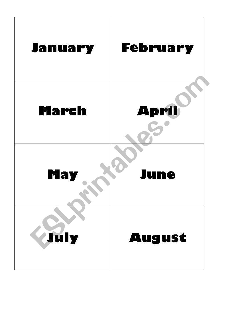 Months worksheet