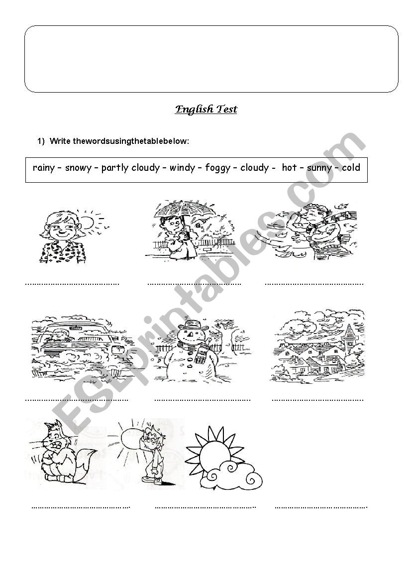 Weather, months and seasons worksheet