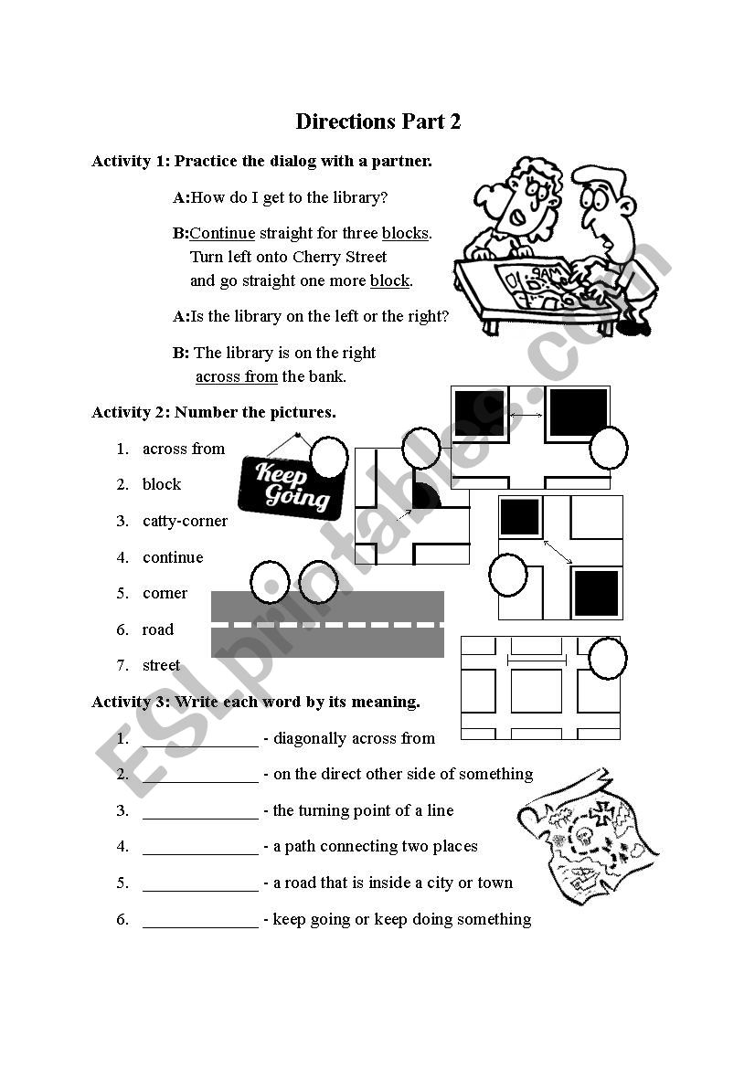 Directions Part 2 worksheet