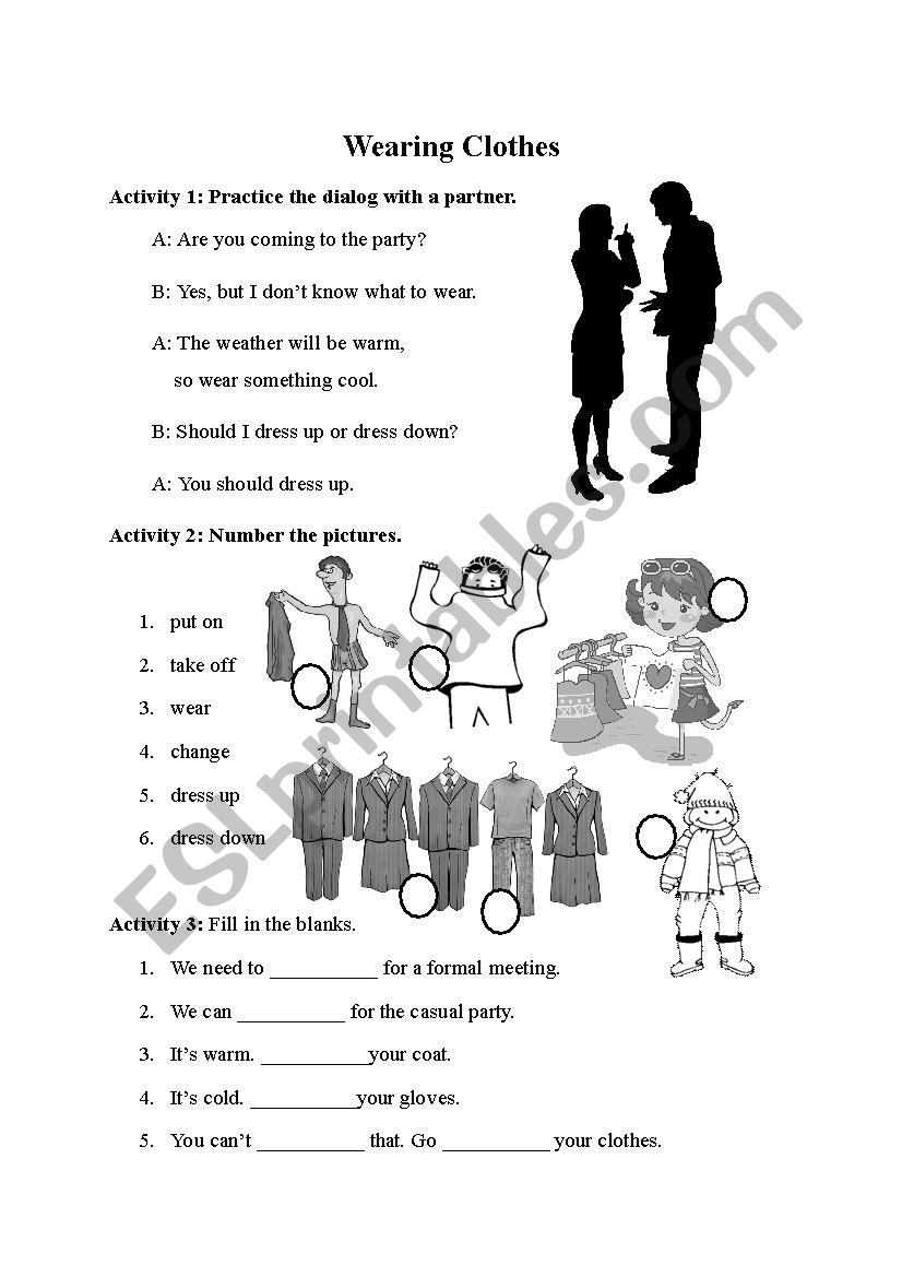 Wearing Clothes - ESL worksheet by Jennings Teacher