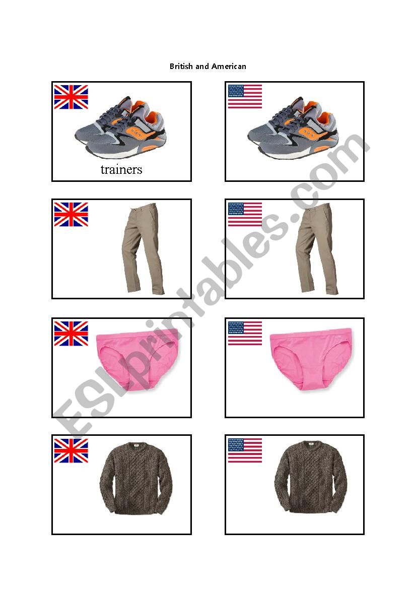 British and American English Clothing