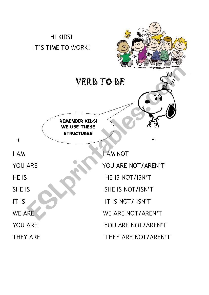 verb to be for kids worksheet
