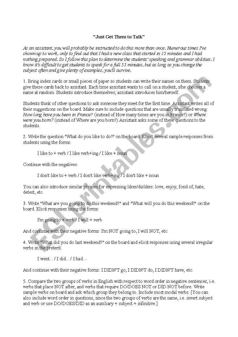 Grammar lesson plan worksheet