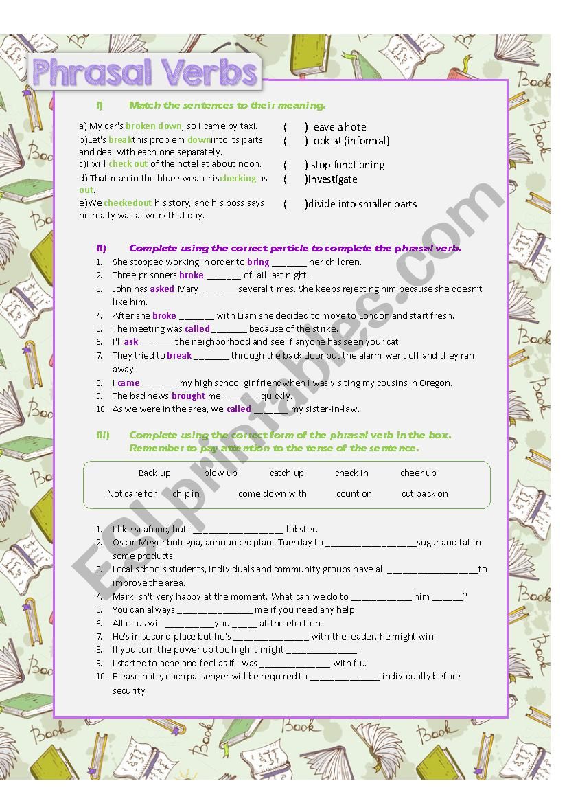 Phrasal Verbs Set 1 worksheet