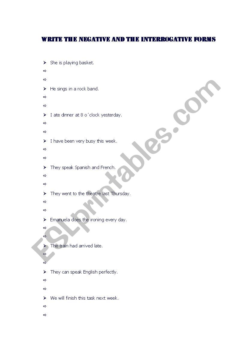 Interrogative and negative forms