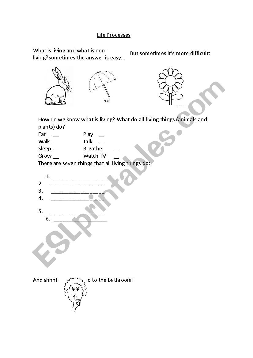 Life processes worksheet worksheet