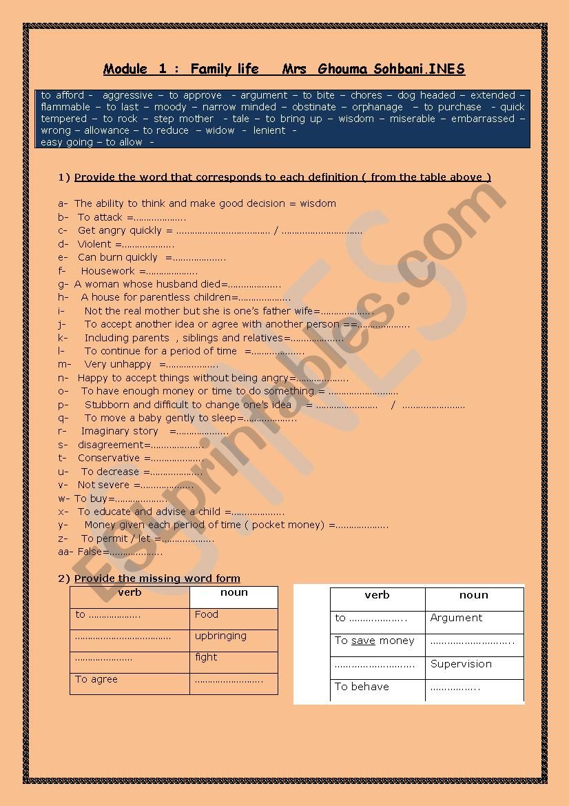 9th diploma revision worksheet