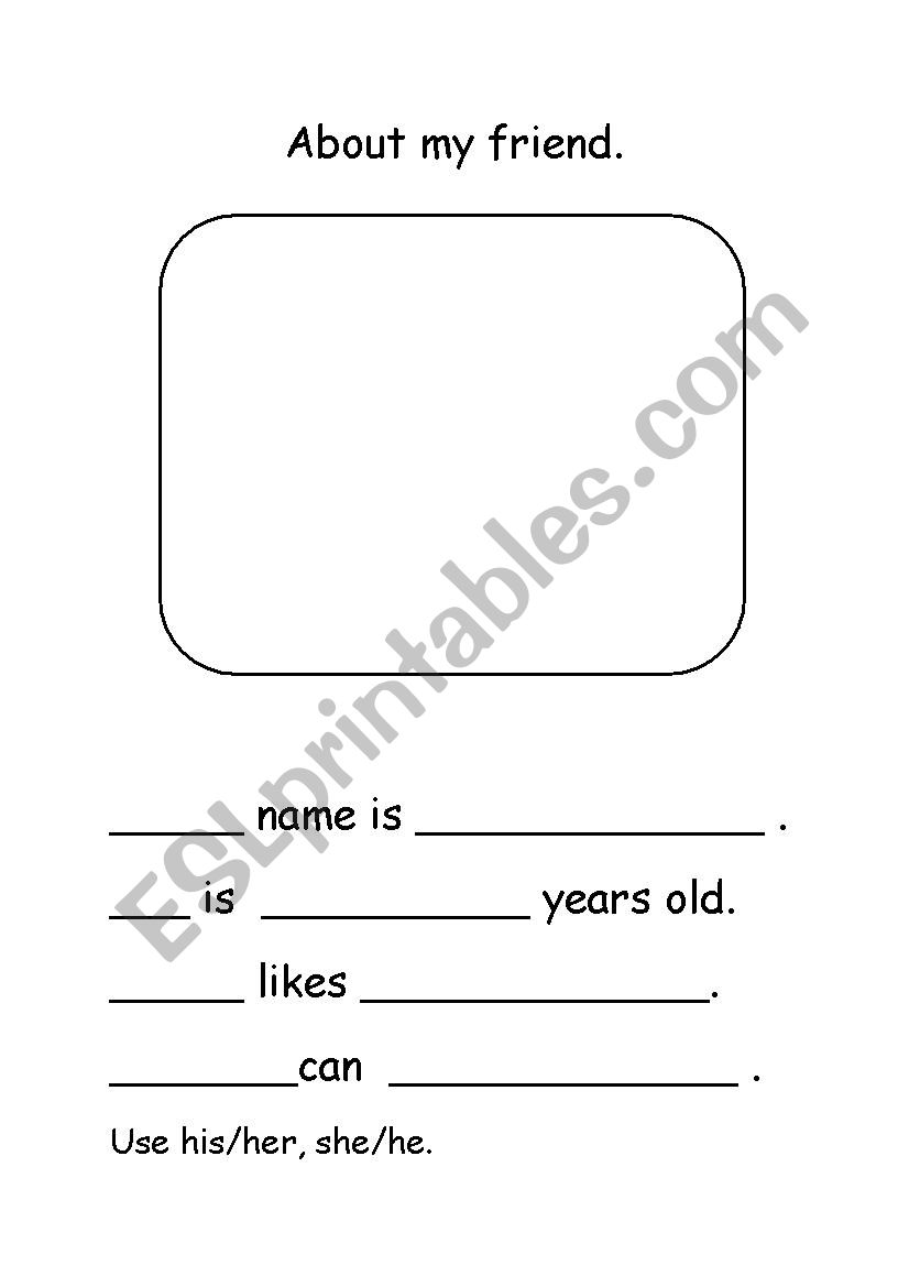 About my friend worksheet