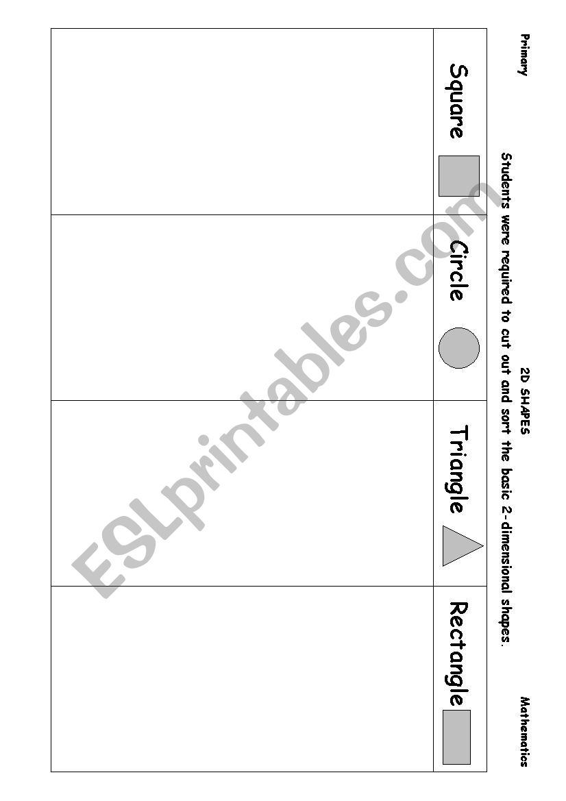 2D Shapes worksheet