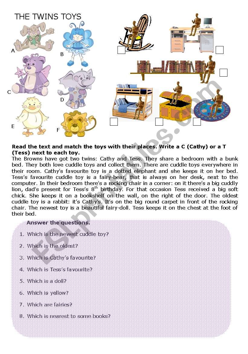 The Twins and Their Toys worksheet