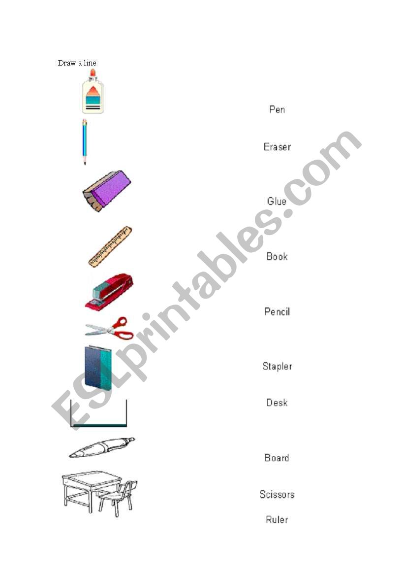 objects of the classroom worksheet