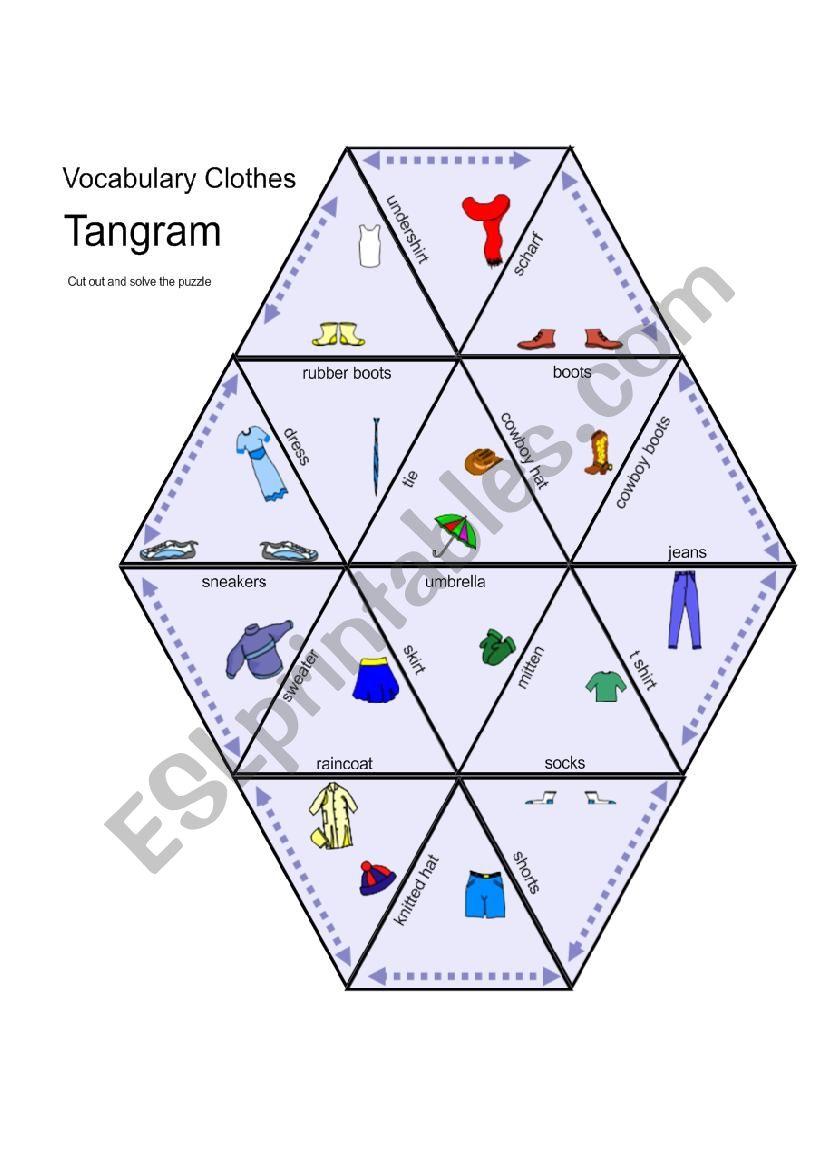 Puzzle Tangram Clothes worksheet