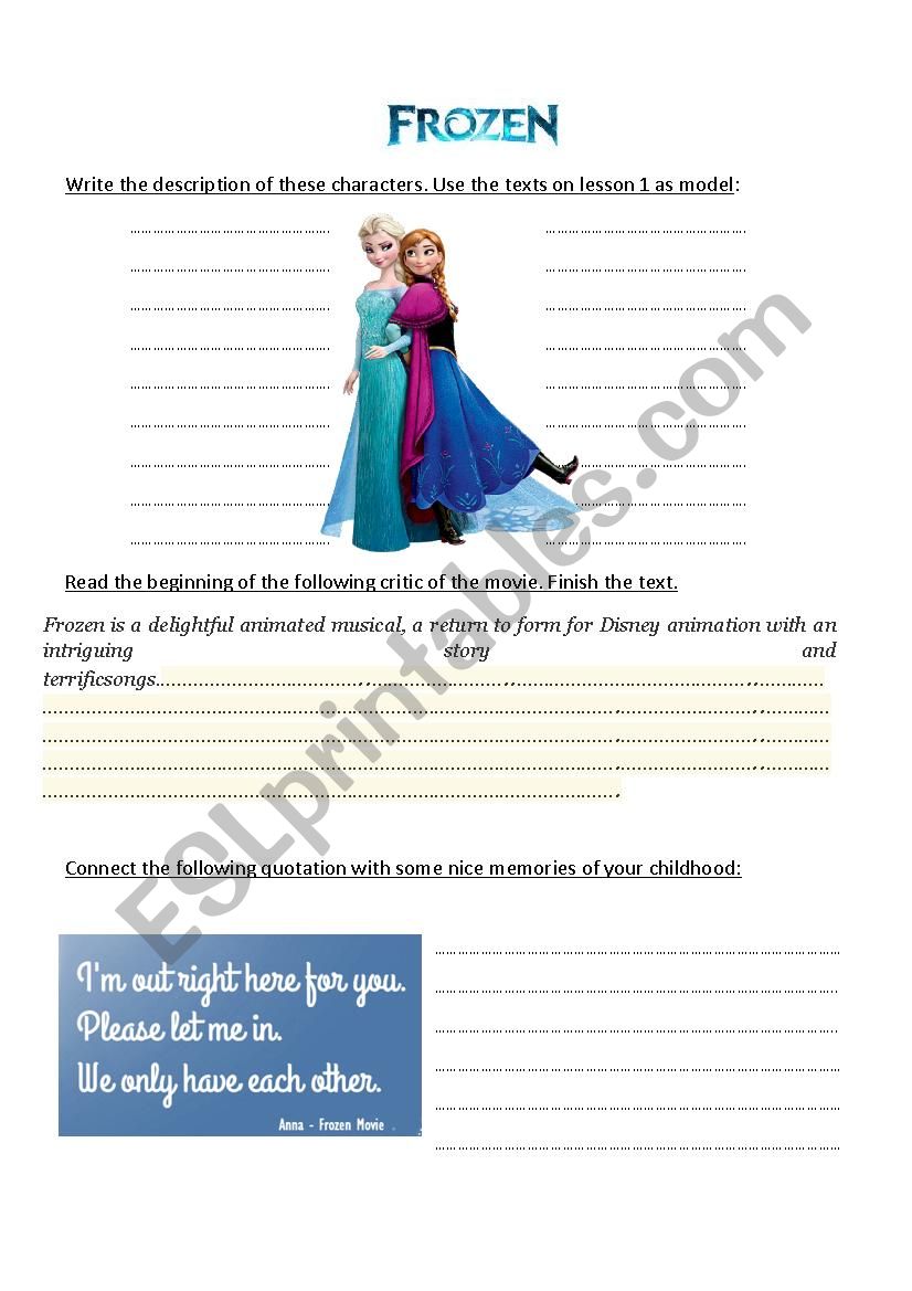 Frozen worksheet