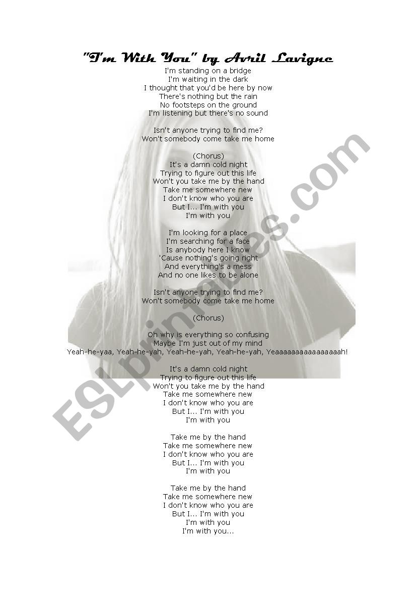 Song worksheet: Im with you - Avril Lavigne