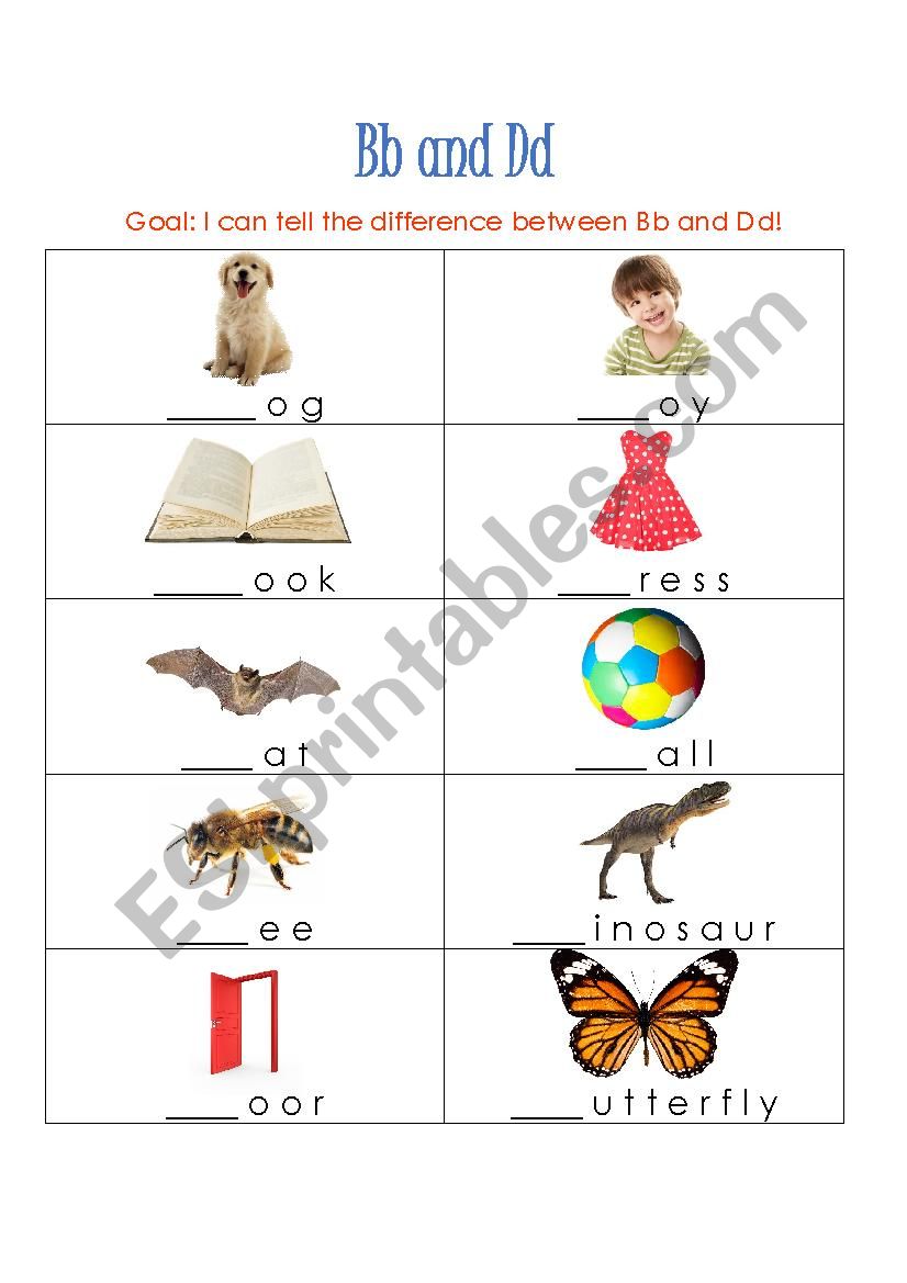 Bb and Dd worksheet