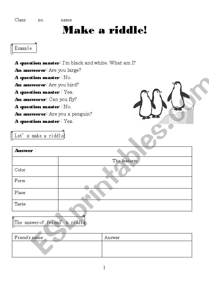 Make a riddle worksheet