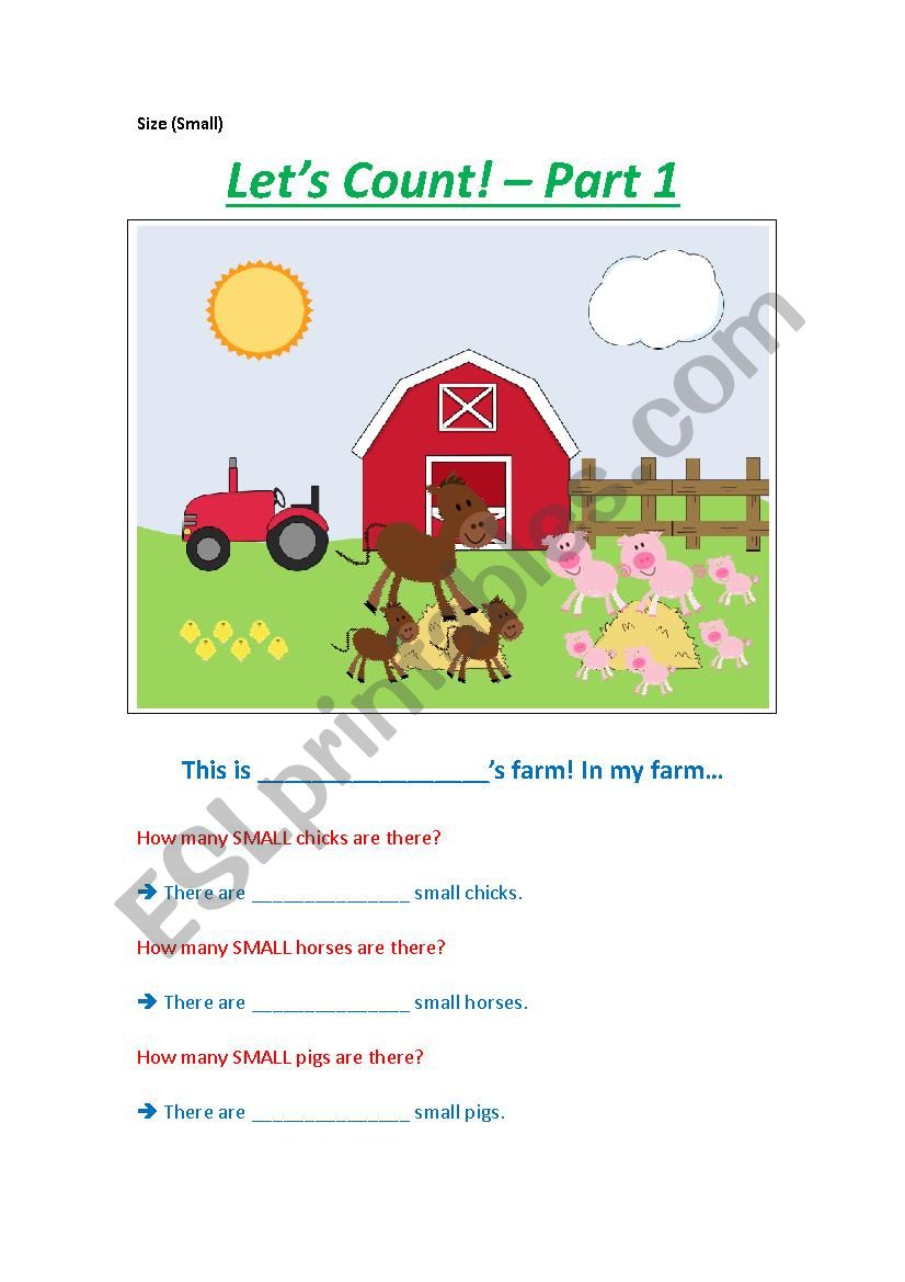Size and count worksheet