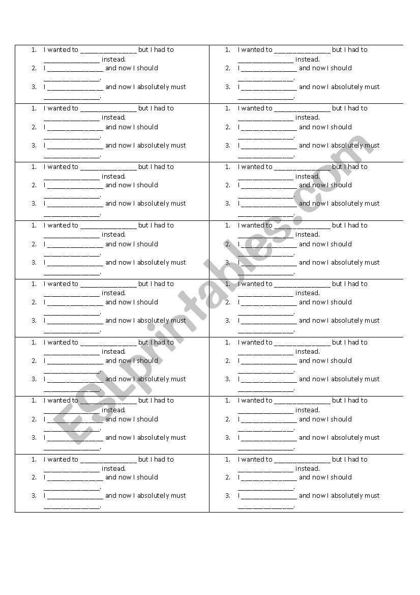 Must-Have to-Should Cards worksheet