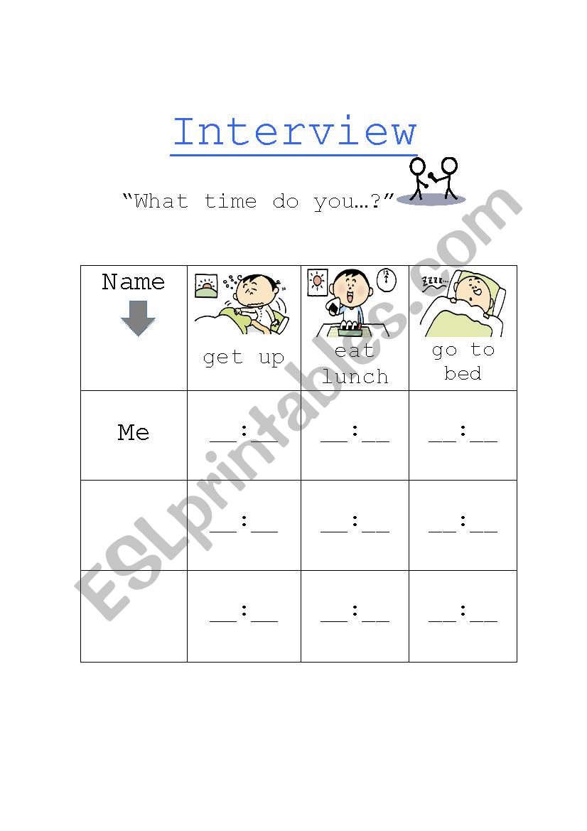 Daily Routine Interview Worksheet