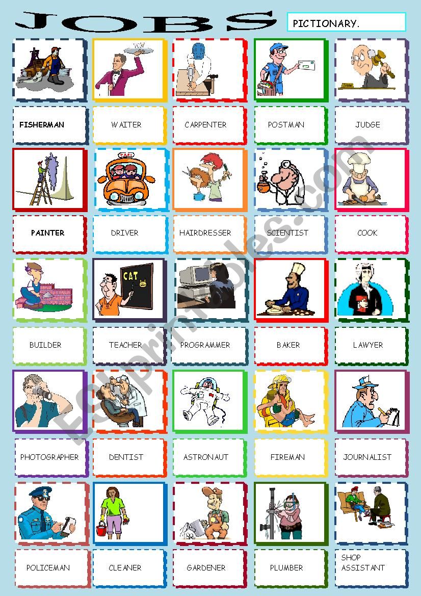 JOBS PICTIONARY worksheet