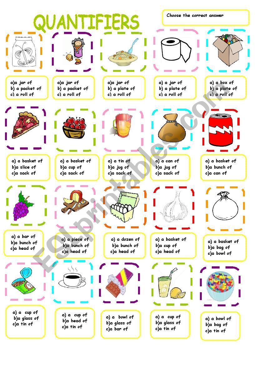 QUANTIFIERS MULTIPLE CH. worksheet