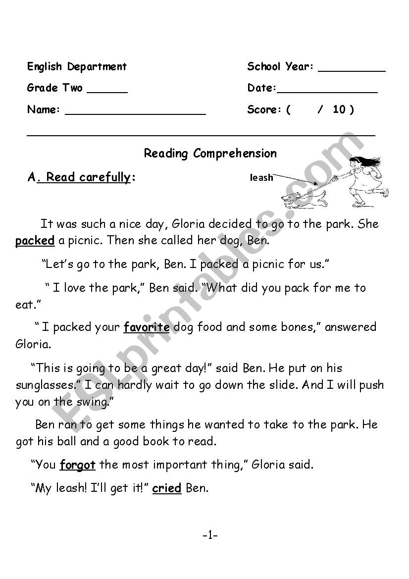 Reading Test worksheet