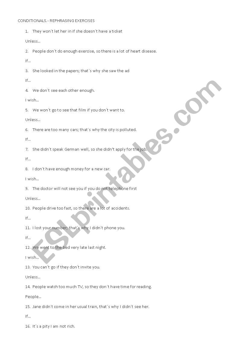 Conditional Sentences worksheet