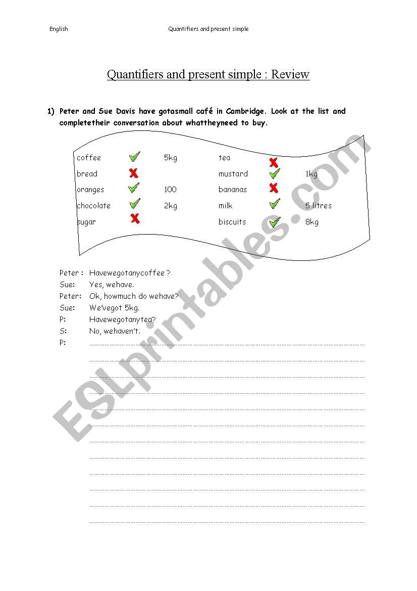 Revision exercises on quantifiers