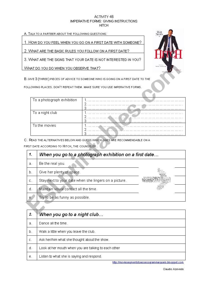 Hitch - Imperative forms worksheet