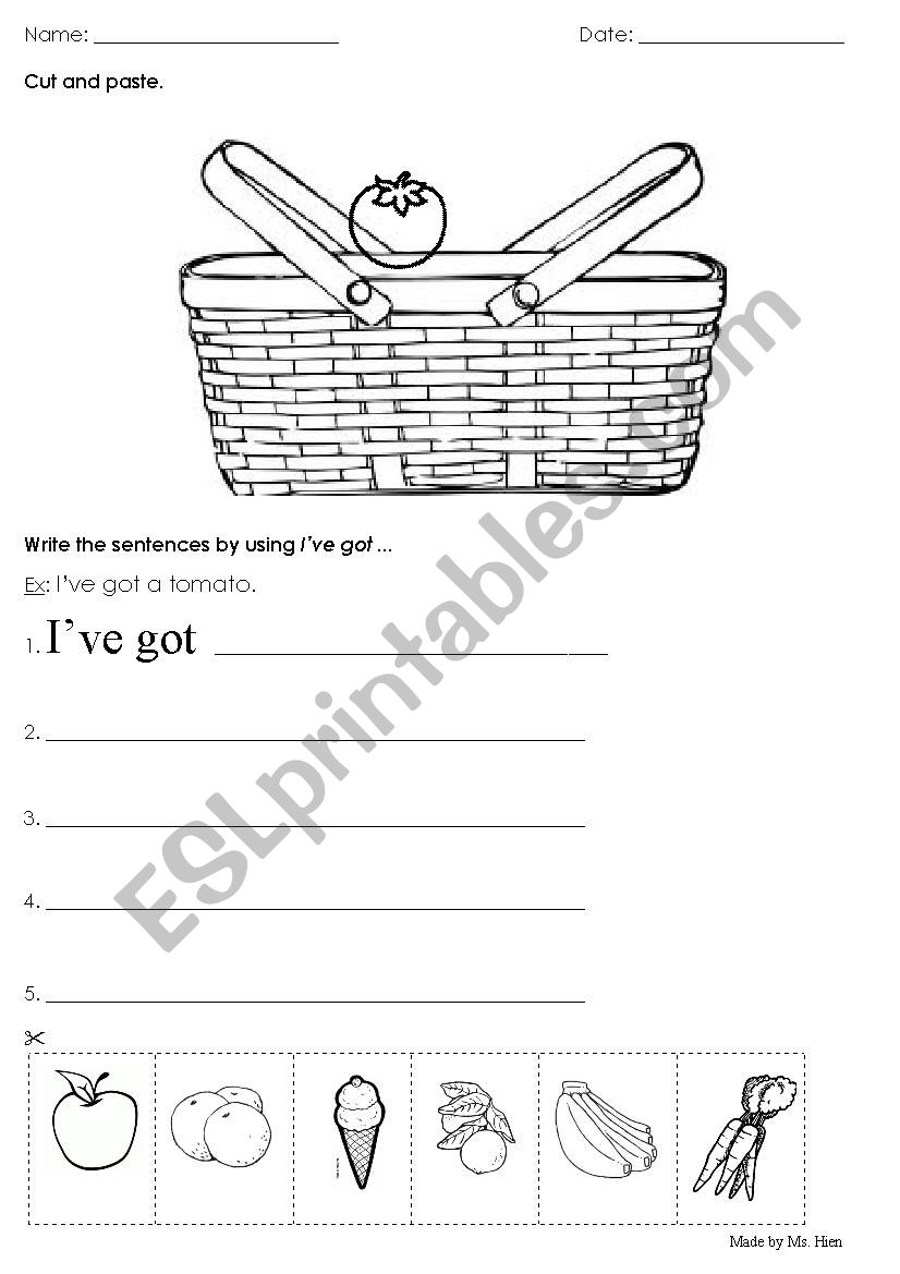I HAVE GOT / FOOD worksheet