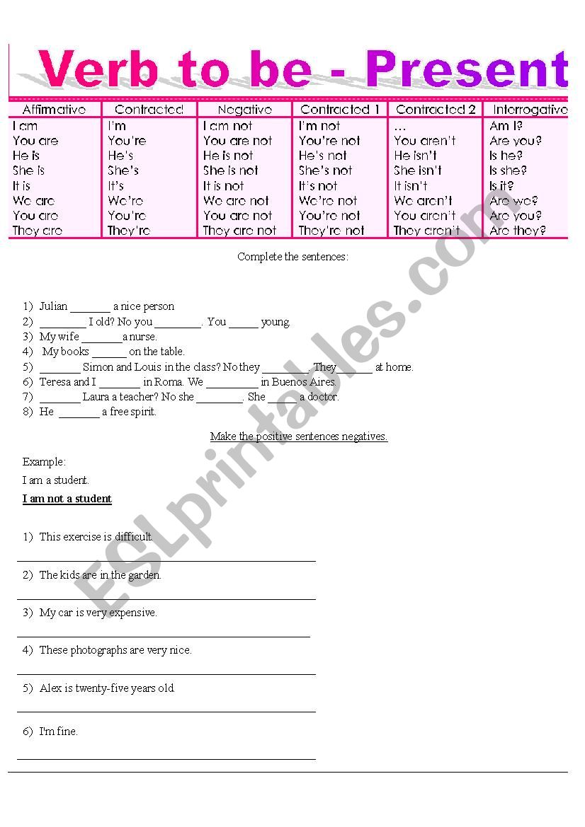 Verb to be Review worksheet