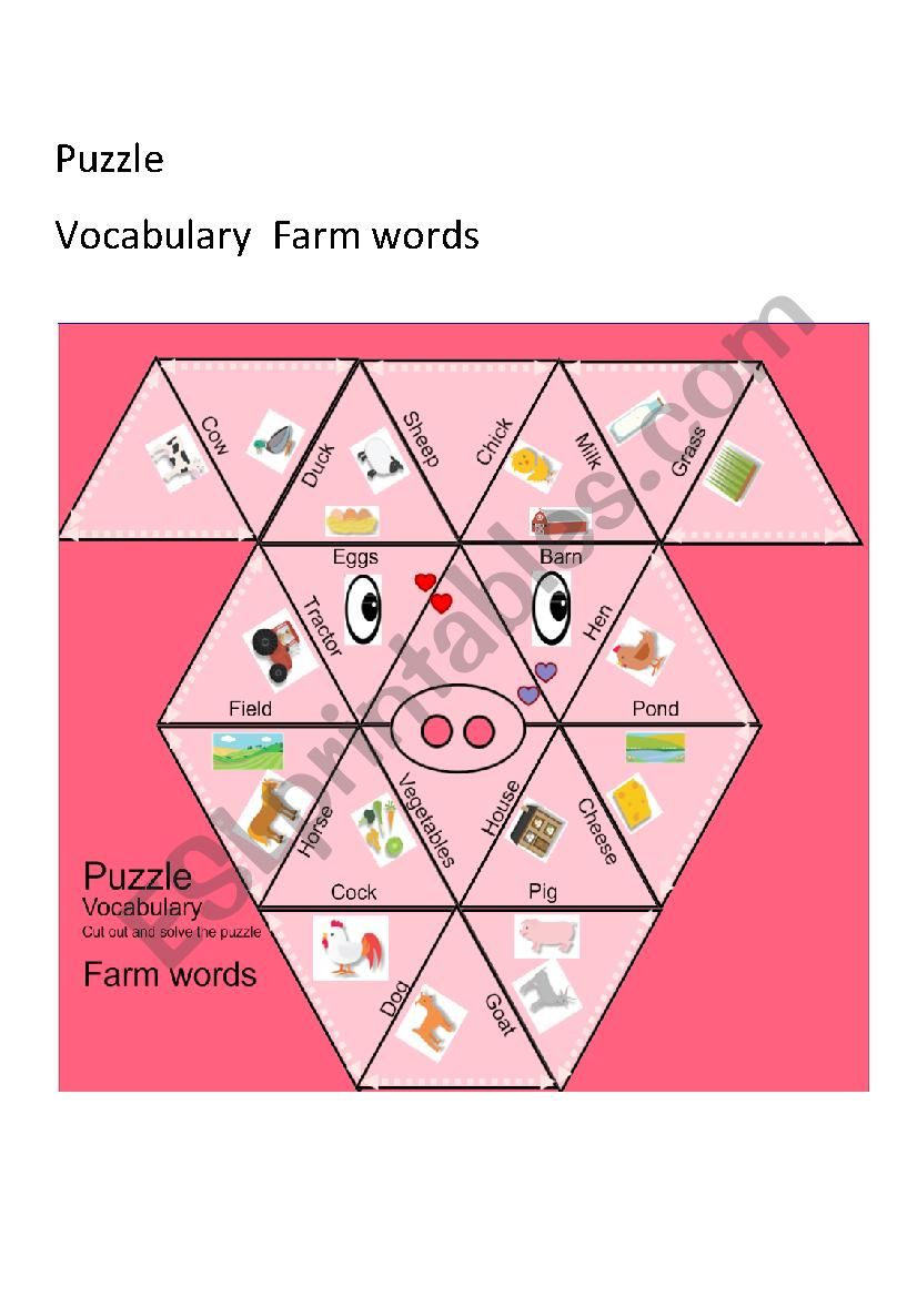 Puzzle Farm words worksheet