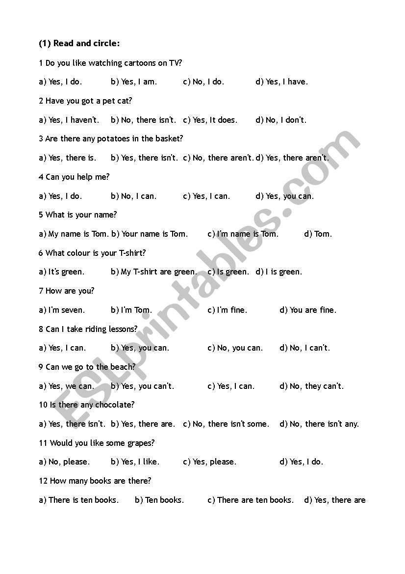 Questions and answers for 2nd Course Primary