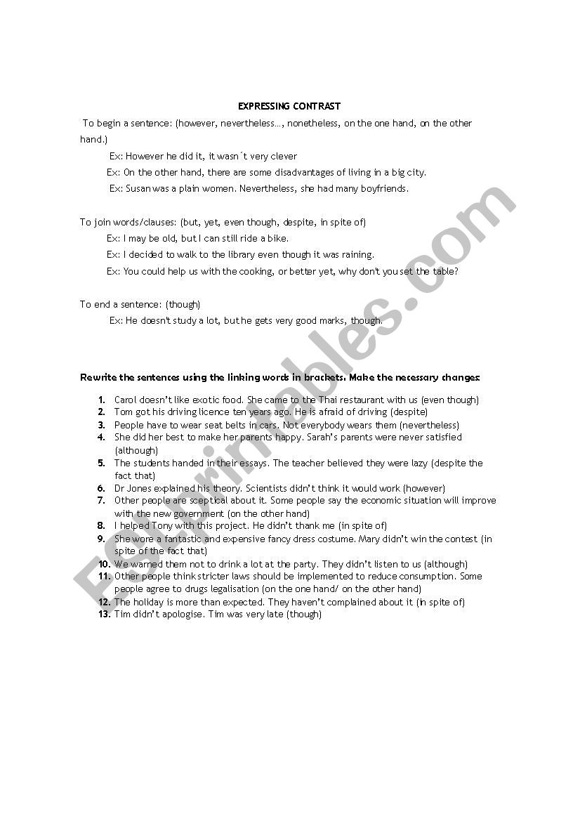 connectors worksheet