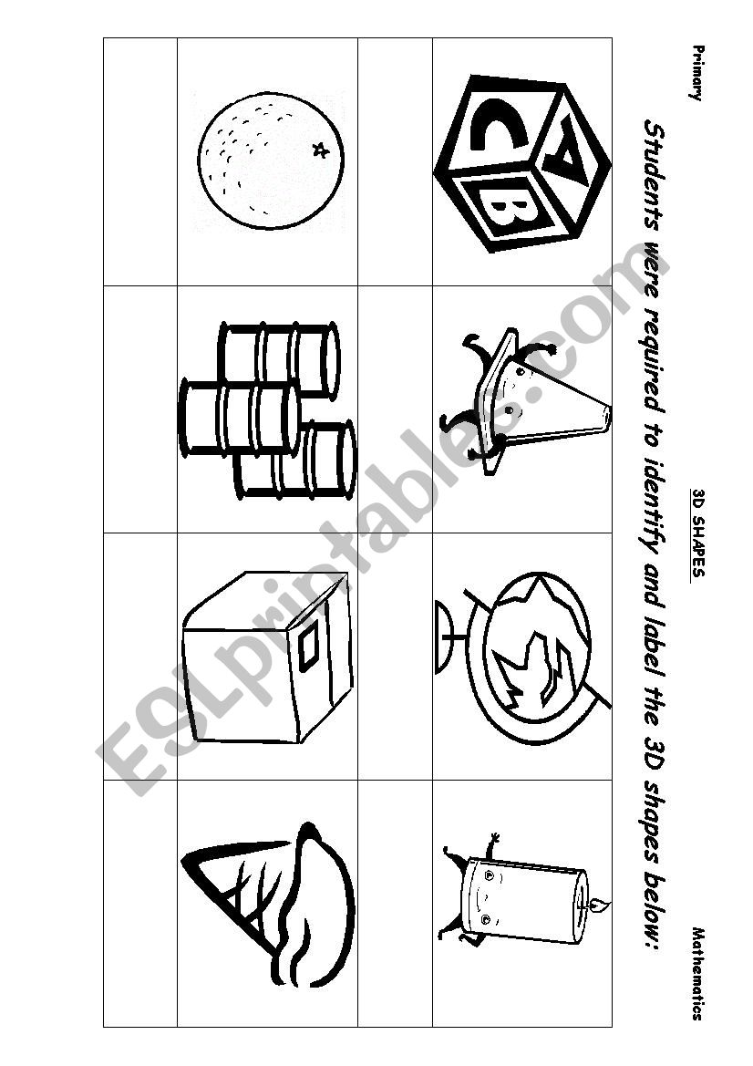 3D Shapes worksheet