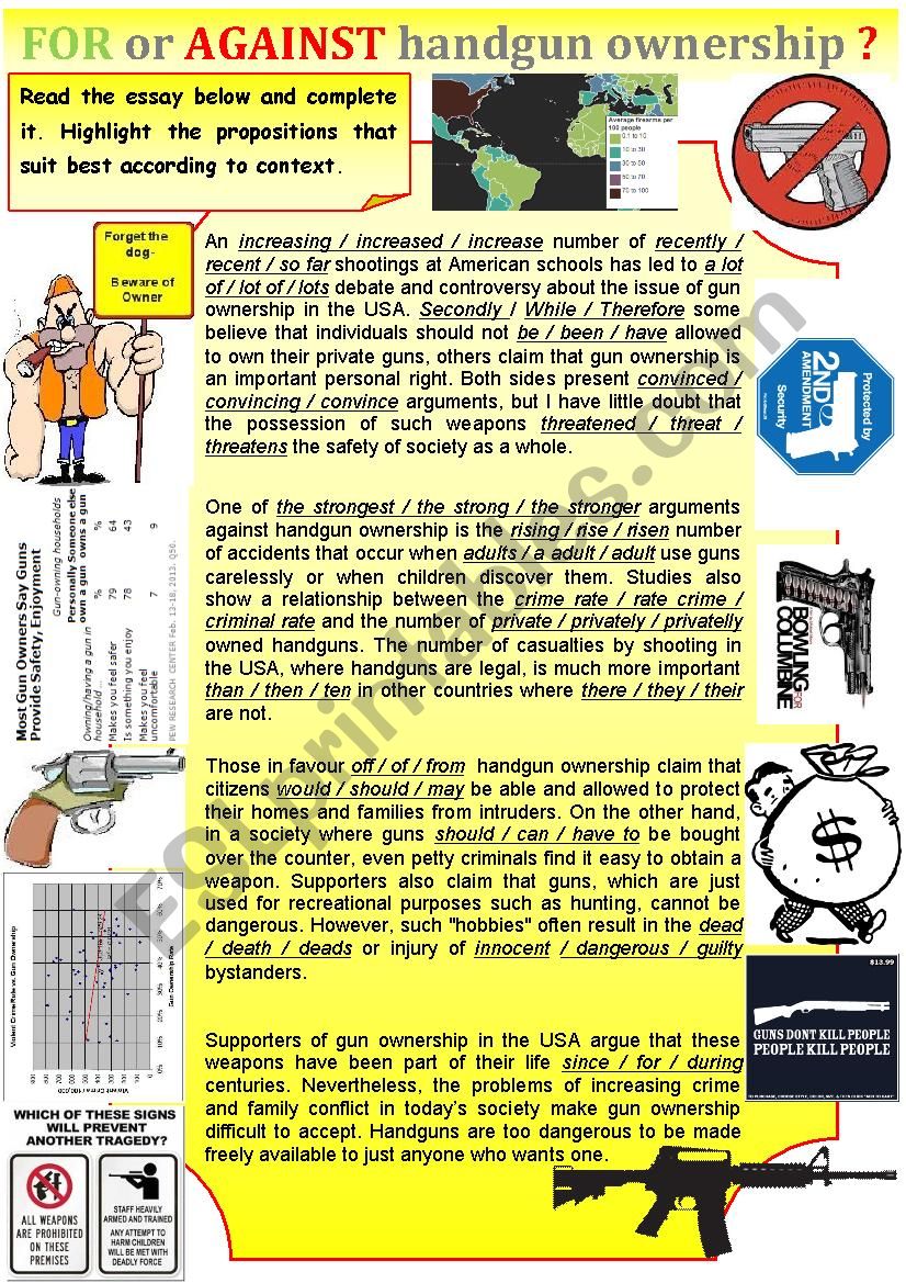 Gr - Essay - For or against handgun ownership  + Key (intermediate)