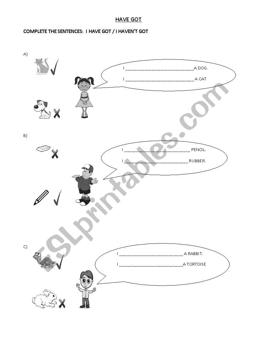 HAVE GOT- HAVEN´T GOT - ESL worksheet by maki1989