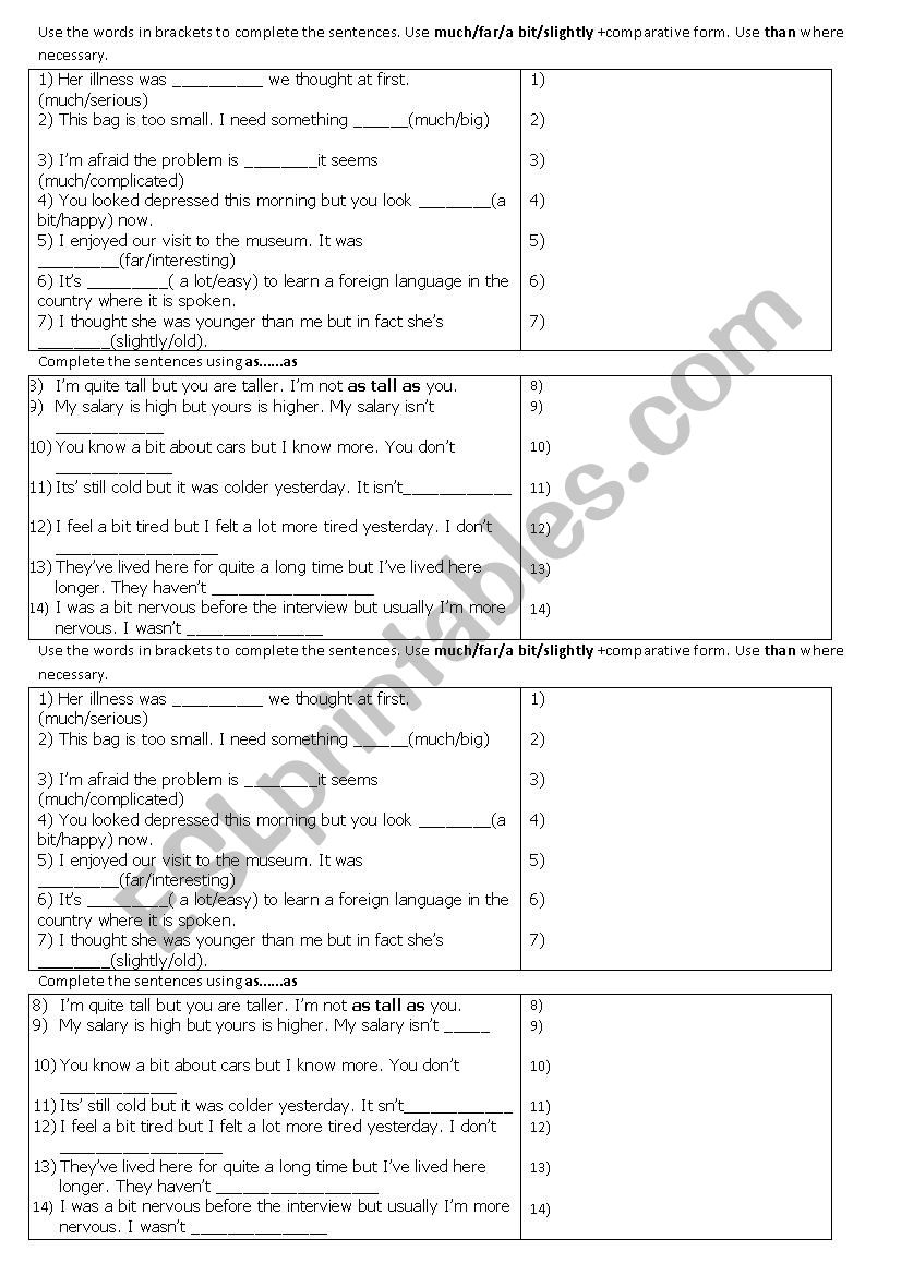 Comparative structures for Intermediate level