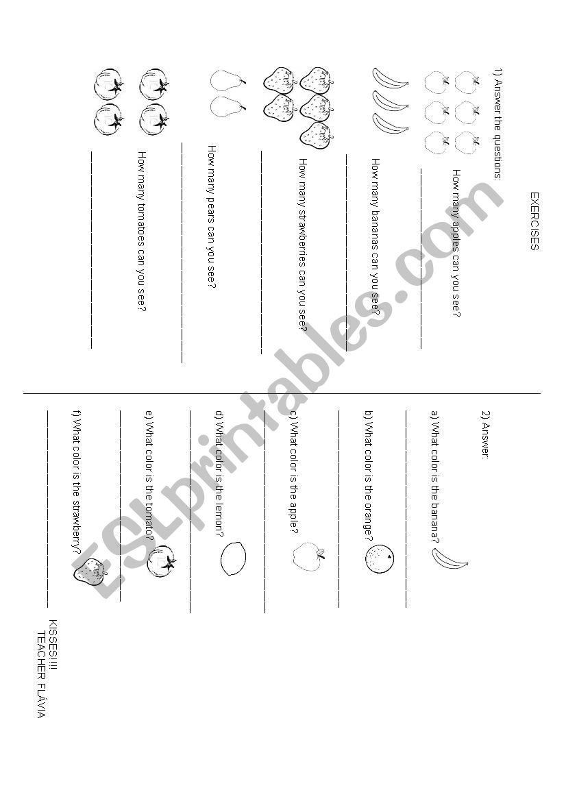 Exercises fruits worksheet