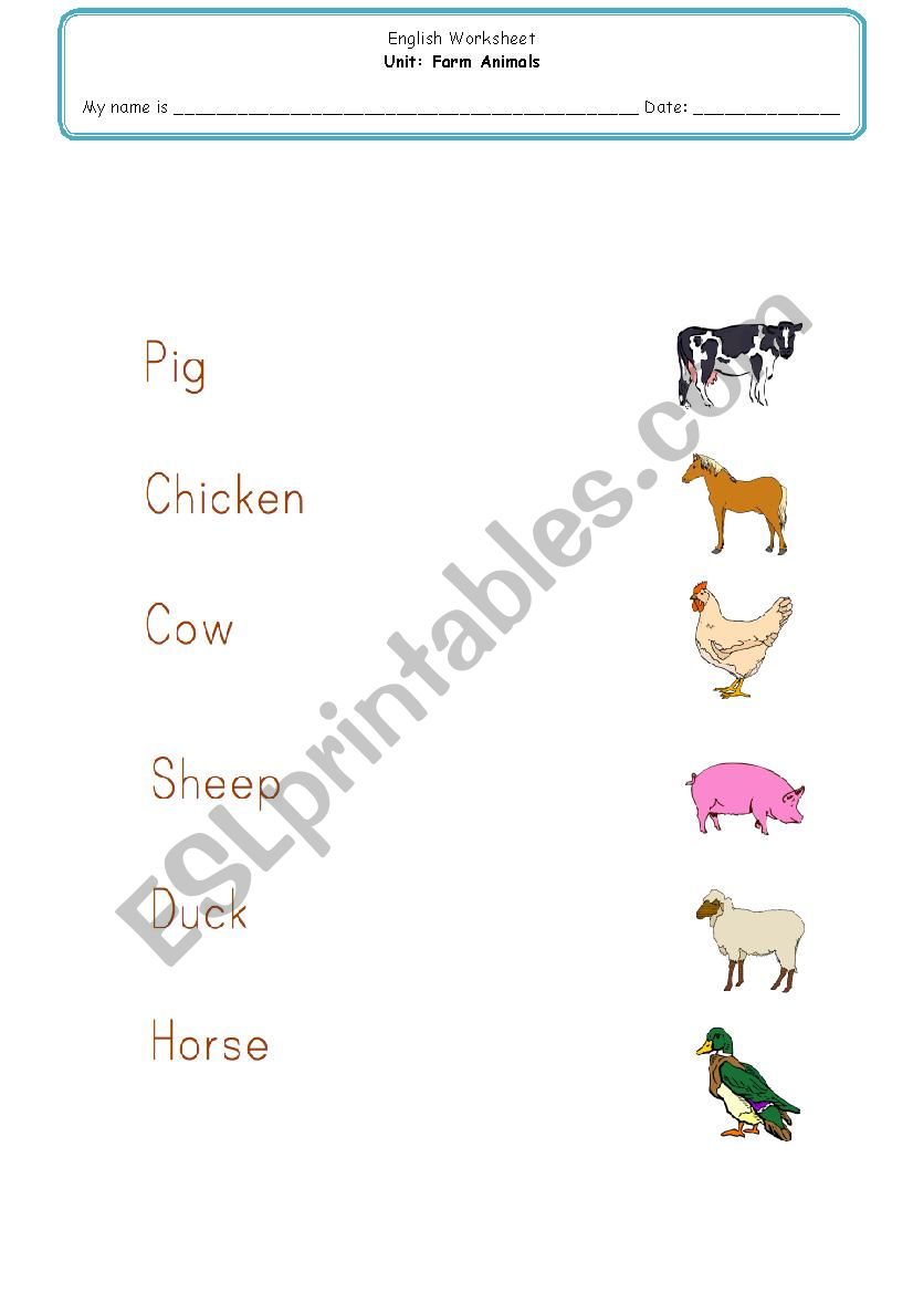 Farm animals worksheet worksheet