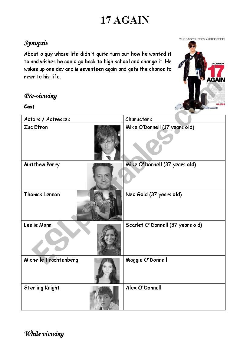 17 Again worksheet