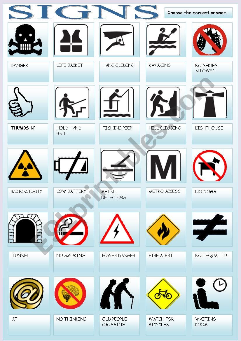 SIGNS 3 worksheet