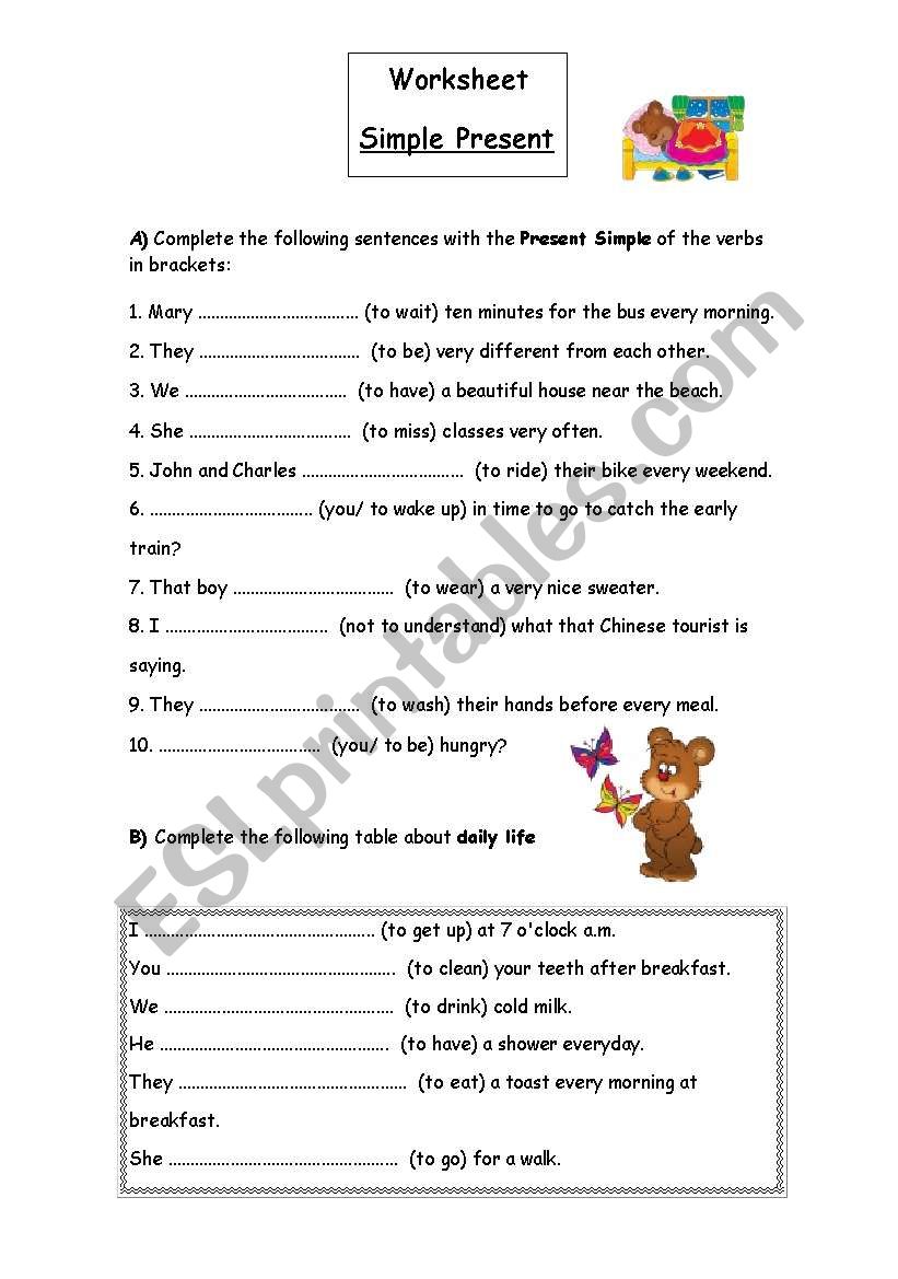 Worksheet - Present Simple worksheet