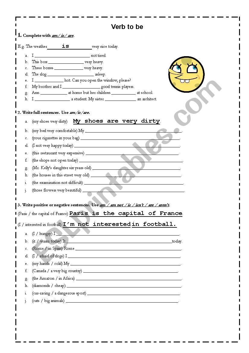 Verb to be - SIMPLE PRESENT worksheet