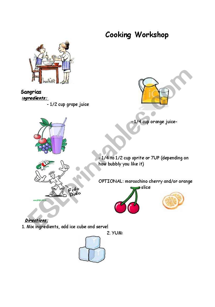 sangria for kids worksheet